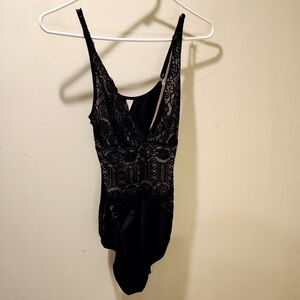 Adrenaline Vittadini Women's Black Lace Lengerie Bodysuit size L